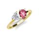 4 - Sasha Heart Shape Lab Created White Sapphire & Pear Shape Pink Tourmaline 2 Stone Duo Ring 