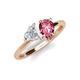4 - Sasha Heart Shape Lab Created White Sapphire & Pear Shape Pink Tourmaline 2 Stone Duo Ring 
