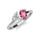 4 - Sasha Heart Shape Lab Created White Sapphire & Pear Shape Pink Tourmaline 2 Stone Duo Ring 
