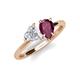 4 - Sasha Heart Shape Lab Created White Sapphire & Pear Shape Rhodolite Garnet 2 Stone Duo Ring 