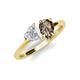 4 - Sasha Heart Shape Lab Created White Sapphire & Pear Shape Smoky Quartz 2 Stone Duo Ring 