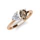4 - Sasha Heart Shape Lab Created White Sapphire & Pear Shape Smoky Quartz 2 Stone Duo Ring 