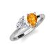 4 - Sasha Heart Shape Lab Created White Sapphire & Pear Shape Citrine 2 Stone Duo Ring 