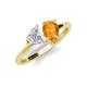 4 - Sasha Heart Shape Lab Created White Sapphire & Pear Shape Citrine 2 Stone Duo Ring 