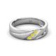 3 - Amani Yellow Diamond Angled Brushed and Polished Finish Men Three Stone Wedding Band (6 mm) 