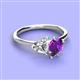 3 - Sasha IGI Certified Heart Shape Lab Grown Diamond & Pear Shape Amethyst Stone Duo Ring 