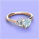 3 - Sasha IGI Certified Heart Shape Lab Grown Diamond & Pear Shape Aquamarine Stone Duo Ring 
