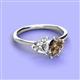 3 - Sasha Heart Shape Forever One Moissanite & Pear Shape Smoky Quartz 2 Stone Duo Ring 