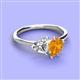 3 - Sasha Heart Shape Forever One Moissanite & Pear Shape Citrine 2 Stone Duo Ring 