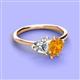 3 - Sasha Heart Shape Forever One Moissanite & Pear Shape Citrine 2 Stone Duo Ring 
