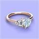 3 - Sasha Heart Shape Forever Brilliant Moissanite & Pear Shape Aquamarine 2 Stone Duo Ring 