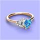 3 - Sasha Heart Shape Forever Brilliant Moissanite & Pear Shape Blue Topaz 2 Stone Duo Ring 