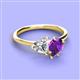 3 - Sasha Heart Shape Forever One Moissanite & Pear Shape Amethyst 2 Stone Duo Ring 