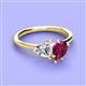 3 - Sasha Heart Shape Forever One Moissanite & Pear Shape Rhodolite Garnet 2 Stone Duo Ring 