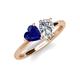 4 - Sasha Heart Shape Lab Created Blue Sapphire & Pear Shape Forever One Moissanite 2 Stone Duo Ring 