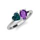 4 - Sasha Heart Shape London Blue Topaz & Pear Shape Amethyst 2 Stone Duo Ring 