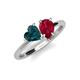 4 - Sasha Heart Shape London Blue Topaz & Pear Shape Lab Created Ruby 2 Stone Duo Ring 
