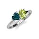 4 - Sasha Heart Shape London Blue Topaz & Pear Shape Peridot 2 Stone Duo Ring 