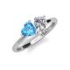 4 - Sasha Heart Shape Blue Topaz & Pear Shape Forever Brilliant Moissanite 2 Stone Duo Ring 