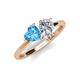 4 - Sasha Heart Shape Blue Topaz & Pear Shape Forever One Moissanite 2 Stone Duo Ring 