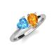 4 - Sasha Heart Shape Blue Topaz & Pear Shape Citrine 2 Stone Duo Ring 