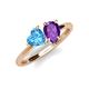 4 - Sasha Heart Shape Blue Topaz & Pear Shape Amethyst 2 Stone Duo Ring 