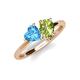 4 - Sasha Heart Shape Blue Topaz & Pear Shape Peridot 2 Stone Duo Ring 