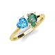 4 - Sasha Heart Shape Blue Topaz & Pear Shape Lab Created Alexandrite 2 Stone Duo Ring 