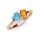4 - Sasha Heart Shape Blue Topaz & Pear Shape Citrine 2 Stone Duo Ring 