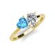 4 - Sasha Heart Shape Blue Topaz & Pear Shape Forever Brilliant Moissanite 2 Stone Duo Ring 