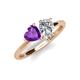4 - Sasha Heart Shape Amethyst & Pear Shape Forever Brilliant Moissanite 2 Stone Duo Ring 
