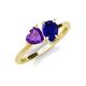 4 - Sasha Heart Shape Amethyst & Pear Shape Lab Created Blue Sapphire 2 Stone Duo Ring 