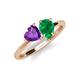 4 - Sasha Heart Shape Amethyst & Pear Shape Lab Created Emerald 2 Stone Duo Ring 