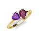 4 - Sasha Heart Shape Amethyst & Pear Shape Rhodolite Garnet 2 Stone Duo Ring 