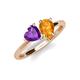 4 - Sasha Heart Shape Amethyst & Pear Shape Citrine 2 Stone Duo Ring 