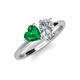 4 - Sasha GIA Certified Pear Shape Diamond & Heart Shape Lab Created Emerald 2 Stone Duo Ring 