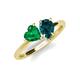 4 - Sasha Heart Shape Lab Created Emerald & Pear Shape London Blue Topaz 2 Stone Duo Ring 