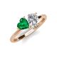 4 - Sasha IGI Certified Pear Shape Lab Grown Diamond & Heart Shape Lab Created Emerald 2 Stone Duo Ring 