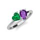 4 - Sasha Heart Shape Lab Created Emerald & Pear Shape Amethyst 2 Stone Duo Ring 