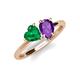 4 - Sasha Heart Shape Lab Created Emerald & Pear Shape Amethyst 2 Stone Duo Ring 