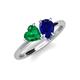 4 - Sasha Heart & Pear Shape Created Emerald & Created Blue Sapphire 2 Stone Duo Ring 