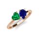 4 - Sasha Heart & Pear Shape Created Emerald & Created Blue Sapphire 2 Stone Duo Ring 