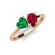 4 - Sasha Heart & Pear Shape Created Emerald & Created Ruby 2 Stone Duo Ring 