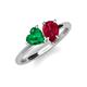 4 - Sasha Heart & Pear Shape Created Emerald & Created Ruby 2 Stone Duo Ring 