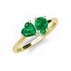 4 - Sasha Heart & Pear Shape Lab Created Emerald 2 Stone Duo Ring 