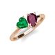 4 - Sasha Heart Shape Lab Created Emerald & Pear Shape Rhodolite Garnet 2 Stone Duo Ring 