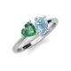 4 - Sasha Heart Shape Lab Created Alexandrite & Pear Shape Aquamarine 2 Stone Duo Ring 