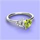 3 - Sasha GIA Certified Heart Shape Diamond & Pear Shape Peridot Stone Duo Ring 
