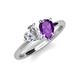 4 - Sasha GIA Certified Heart Shape Diamond & Pear Shape Amethyst Stone Duo Ring 