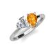 4 - Sasha GIA Certified Heart Shape Diamond & Pear Shape Citrine Stone Duo Ring 